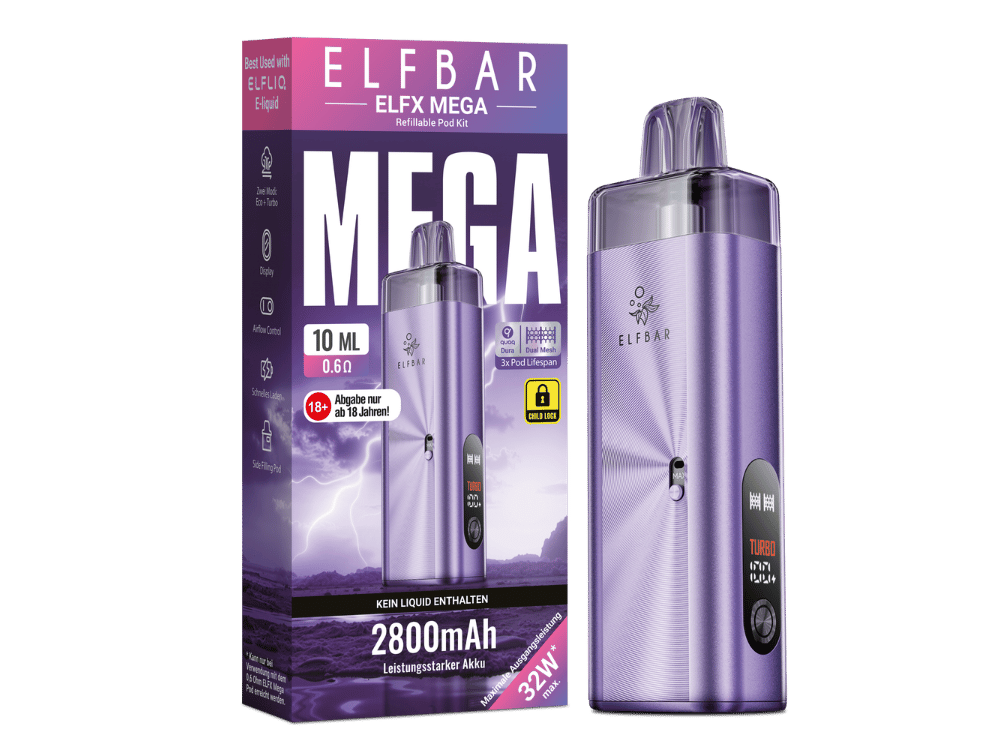 Elfbar - Elfx Mega E-Zigaretten Set Purple 100er Packung