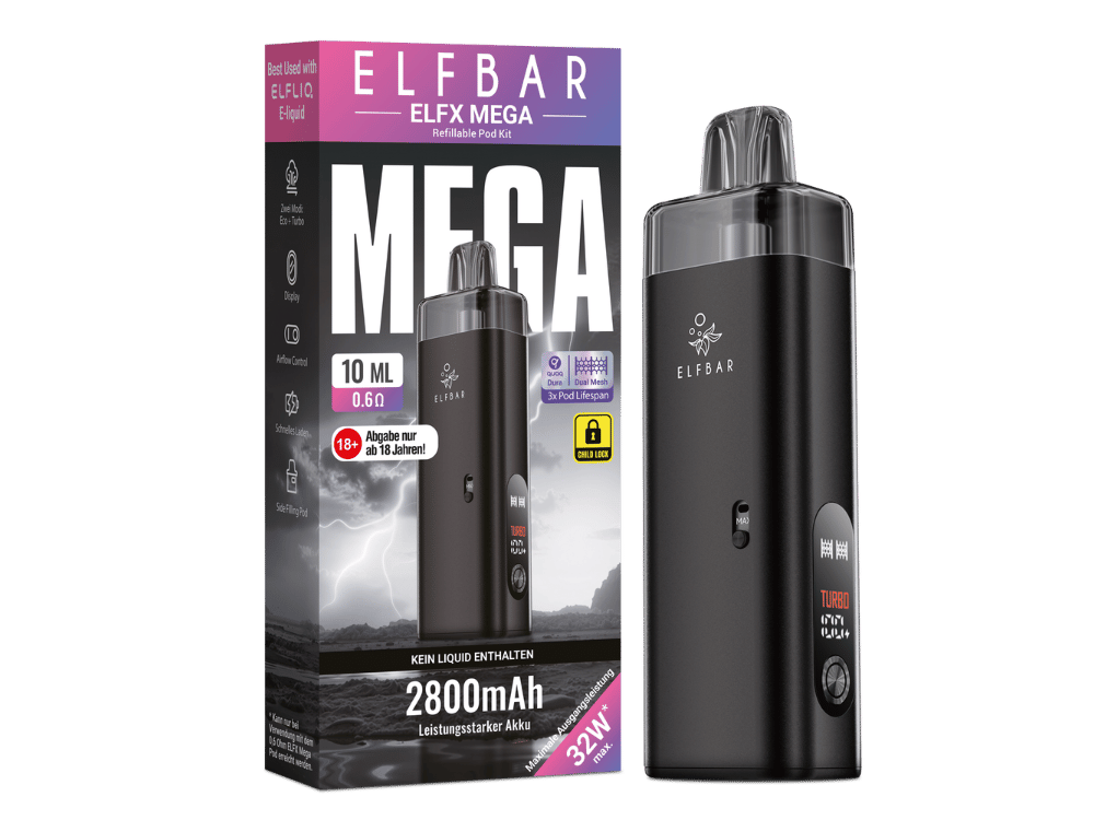 Elfbar - Elfx Mega E-Zigaretten Set Black 100er Packung