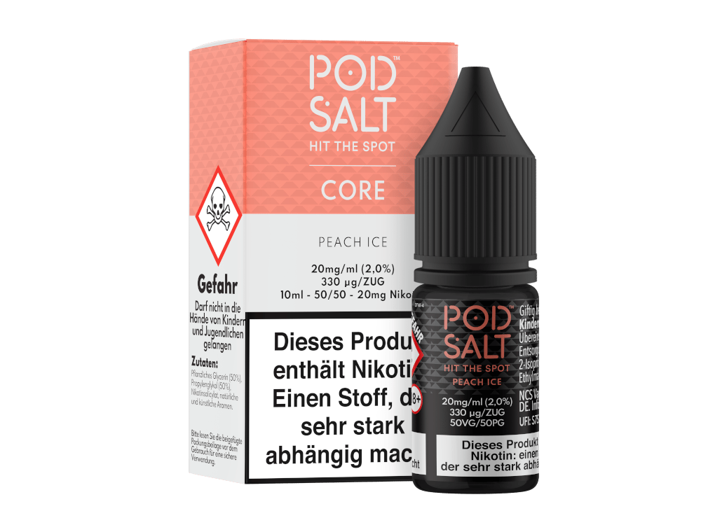 Pod Salt Core - Peach Ice - Nikotinsalz Liquid 20 mg/ml 5er Packung
