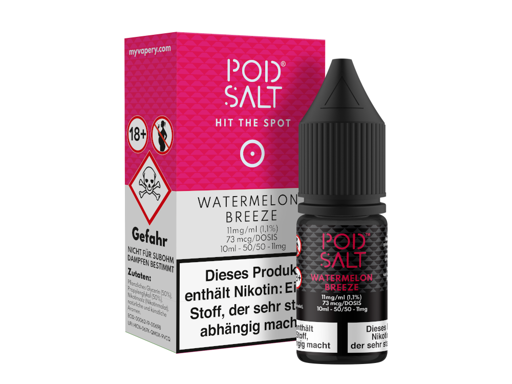 Pod Salt - Watermelon Breeze - Nikotinsalz Liquid 11 mg/ml 5er Packung