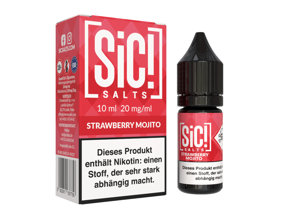 SiC! Salts - Strawberry Mojito - Nikotinsalz Liquid 20 mg/ml 5er Packung
