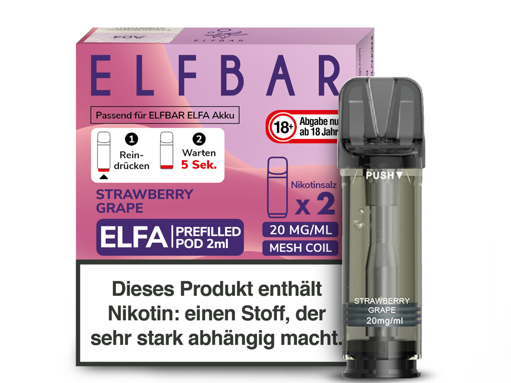 Elfbar - Elfa Pod Strawberry Grape 20 mg/ml (2 Stück pro Packung)