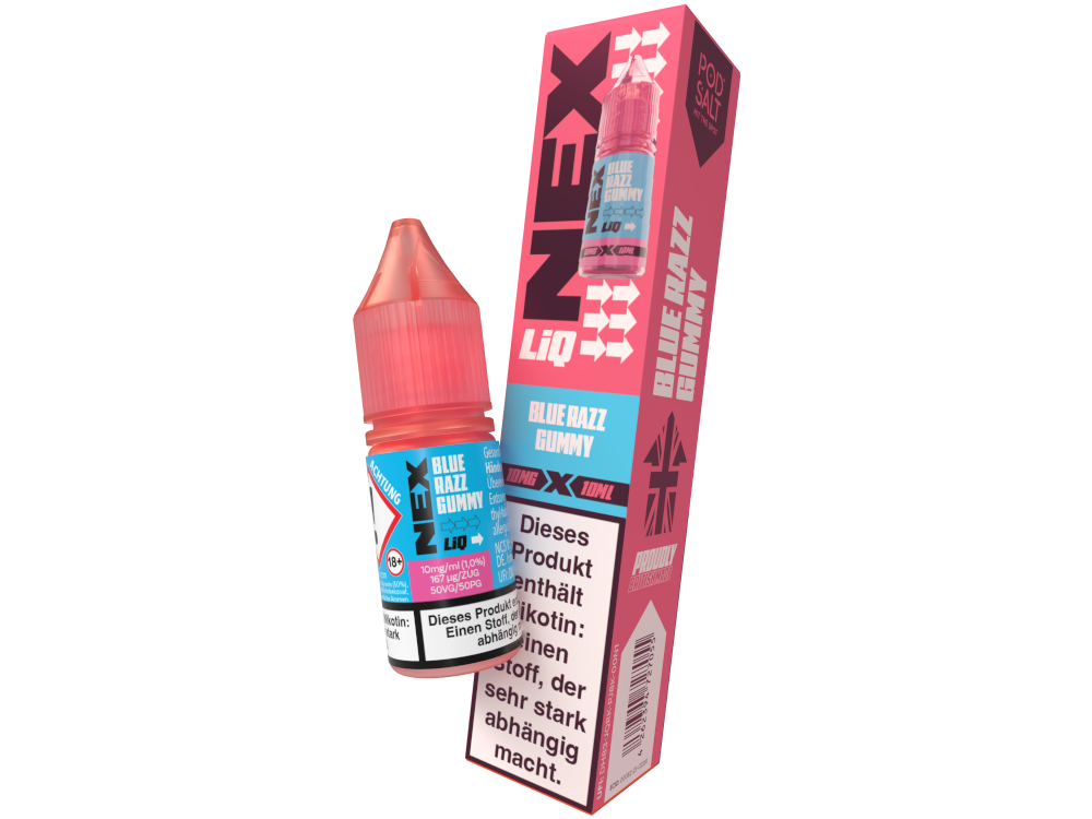 Pod Salt - NexLiq - Blue Razz Gummy - Nikotinsalz Liquid 10 mg/ml 200er Packung