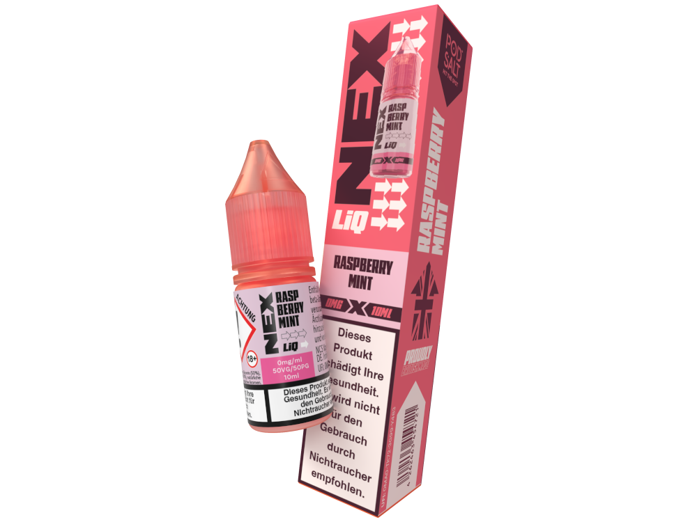 Pod Salt - NexLiq - Raspberry Mint - Nikotinsalz Liquid 0 mg/ml 200er Packung