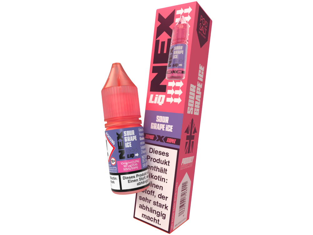 Pod Salt - NexLiq - Sour Grape Ice Nikotinsalz Liquid 10 mg/ml 10er Packung