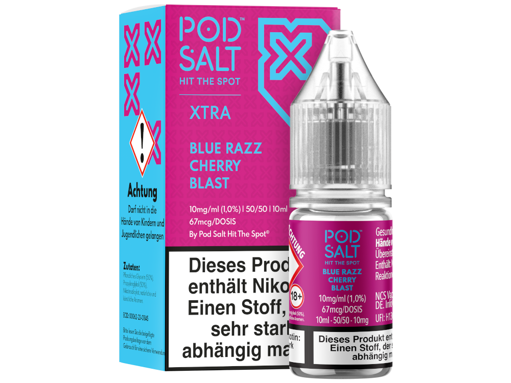 Pod Salt X - Blue Razz Cherry Blast - Nikotinsalz Liquid 10 mg/ml 100er Packung