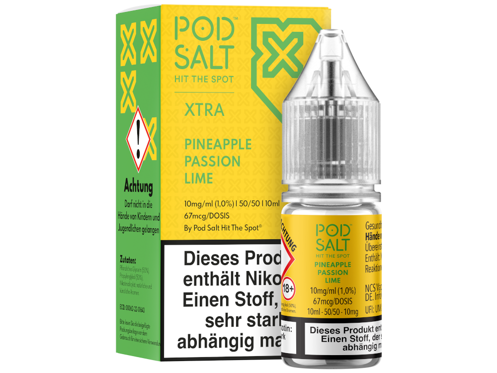 Pod Salt X - Pineapple Passion Lime - Nikotinsalz Liquid 10 mg/ml 5er Packung