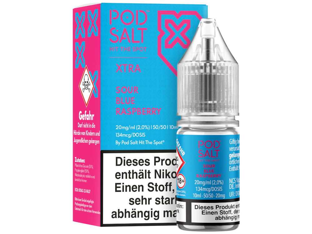 Pod Salt X - Sour Blue Raspberry - Nikotinsalz Liquid 20 mg/ml 5er Packung