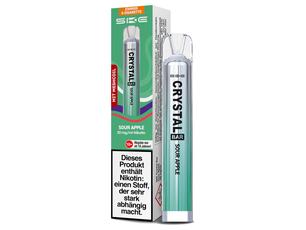 SKE - Crystal Bar Einweg E-Zigarette - Sour Apple 20 mg/ml 10er Packung