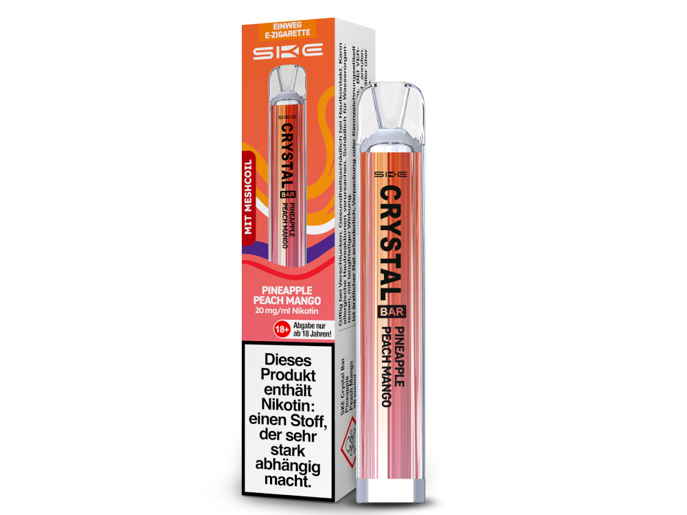 SKE - Crystal Bar Einweg E-Zigarette - Pineapple Peach Mango 20 mg/ml 10er Packung