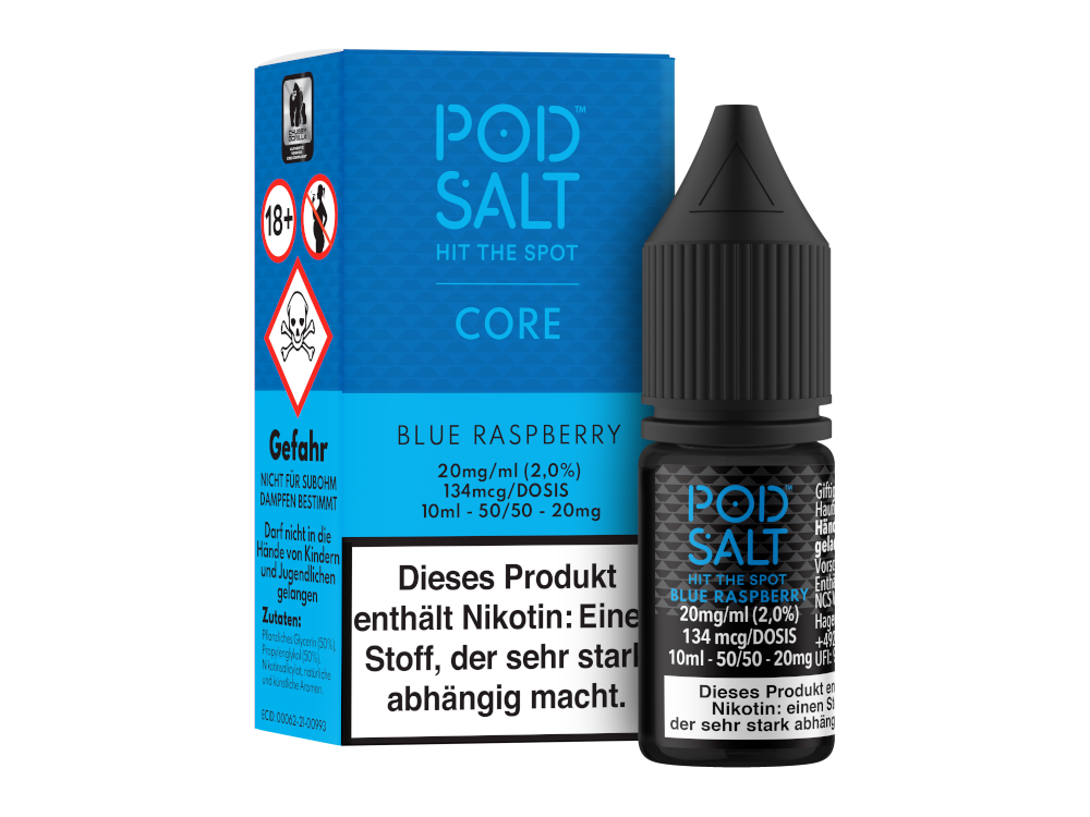 Pod Salt Core - Blue Raspberry - Nikotinsalz Liquid 20 mg/ml 100er Packung