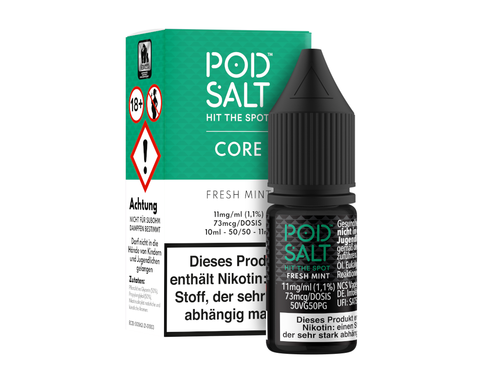 Pod Salt Core - Fresh Mint - Nikotinsalz Liquid 11 mg/ml 100er Packung