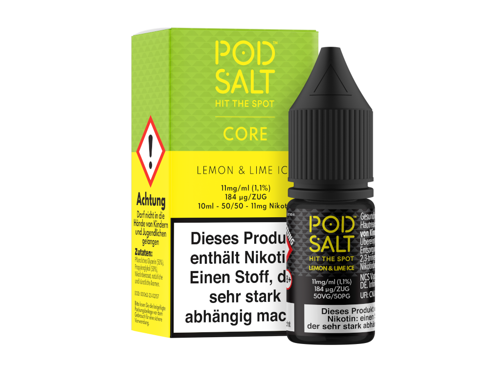 Pod Salt Core - Lemon & Lime Ice - Nikotinsalz Liquid 11 mg/ml 5er Packung