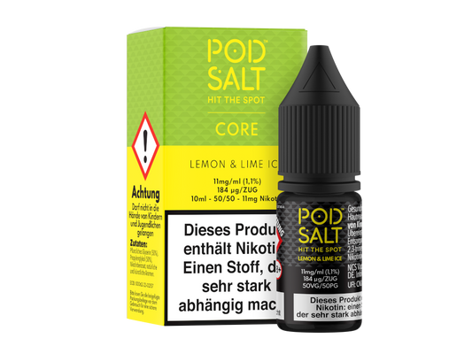 Pod Salt Core - Lemon & Lime Ice - Nikotinsalz Liquid 11 mg/ml 5er Packung