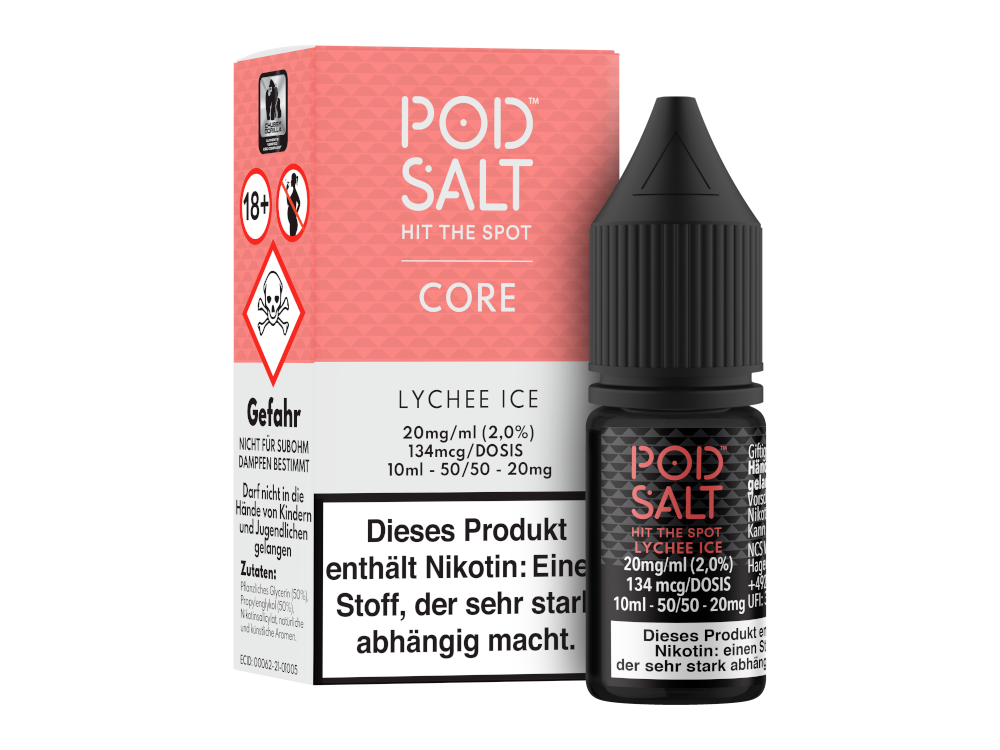 Pod Salt Core - Lychee Ice - Nikotinsalz Liquid 20 mg/ml 5er Packung