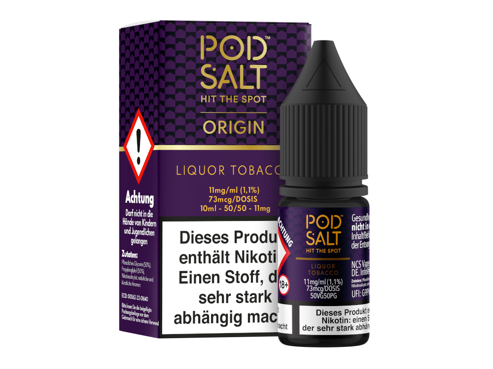 Pod Salt Origin - Liquor Tobacco - Nikotinsalz Liquid 11 mg/ml 5er Packung