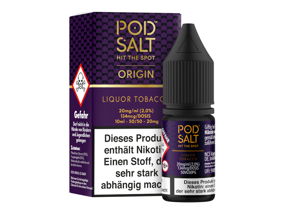 Pod Salt Origin - Liquor Tobacco - Nikotinsalz Liquid 20 mg/ml 100er Packung