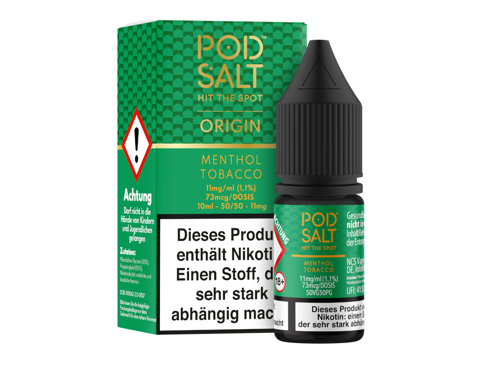 Pod Salt Origin - Menthol Tobacco - Nikotinsalz Liquid 11 mg/ml 100er Packung