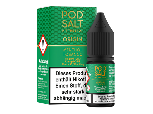 Pod Salt Origin - Menthol Tobacco - Nikotinsalz Liquid 11 mg/ml 5er Packung