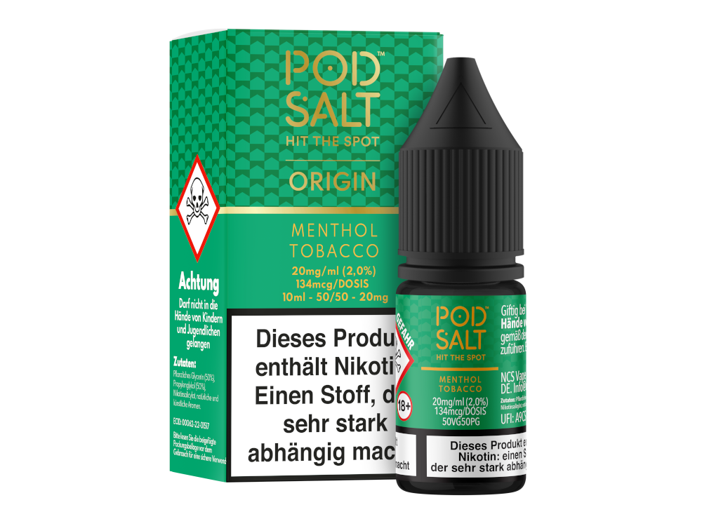 Pod Salt Origin - Menthol Tobacco - Nikotinsalz Liquid 20 mg/ml 5er Packung