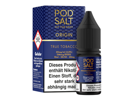 Pod Salt Origin - True Tobacco - Nikotinsalz Liquid 20 mg/ml 100er Packung