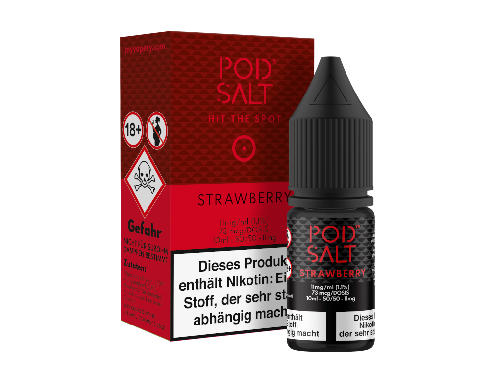 Pod Salt - Strawberry - Nikotinsalz Liquid 11 mg/ml 5er Packung