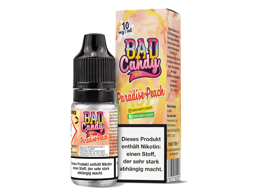 Bad Candy Liquids - Paradise Peach - Nikotinsalz Liquid 10 mg/ml 10er Packung