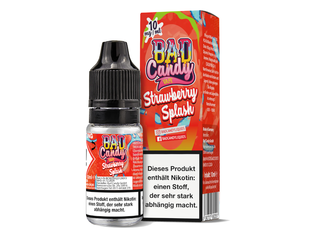 Bad Candy Liquids - Strawberry Splash - Nikotinsalz Liquid 10 mg/ml 10er Packung