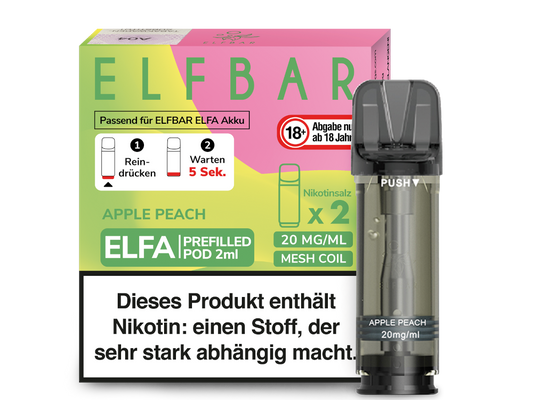 Elfbar - Elfa Pod Apple Peach 20 mg/ml (2 Stück pro Packung)