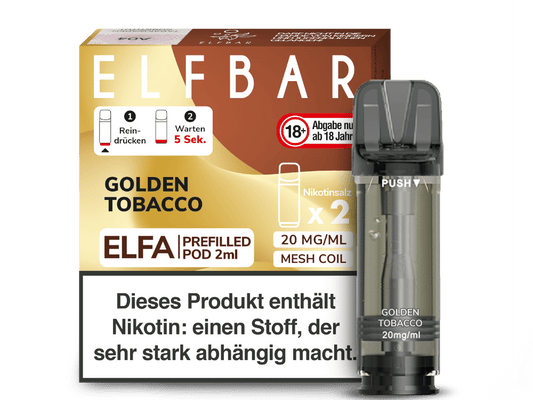 Elfbar - Elfa Pod Golden Tobacco 20 mg/ml (2 Stück pro Packung)
