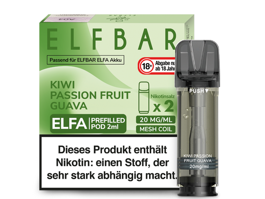 Elfbar - Elfa Pod Kiwi Passion Fruit Guava 20 mg/ml (2 Stück pro Packung)