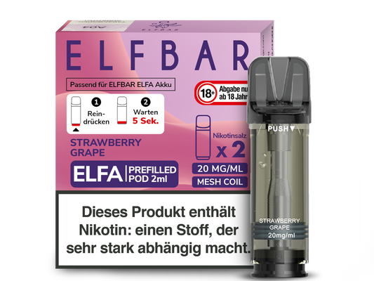 Elfbar - Elfa Pod Strawberry Grape 20 mg/ml (2 Stück pro Packung)