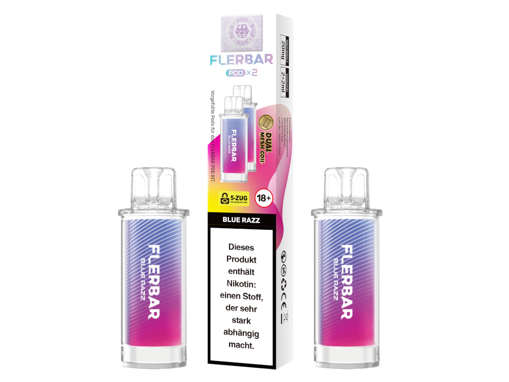 Flerbar - POD Blue Razz 20 mg/ml (2 Stück pro Packung) 400er Packung