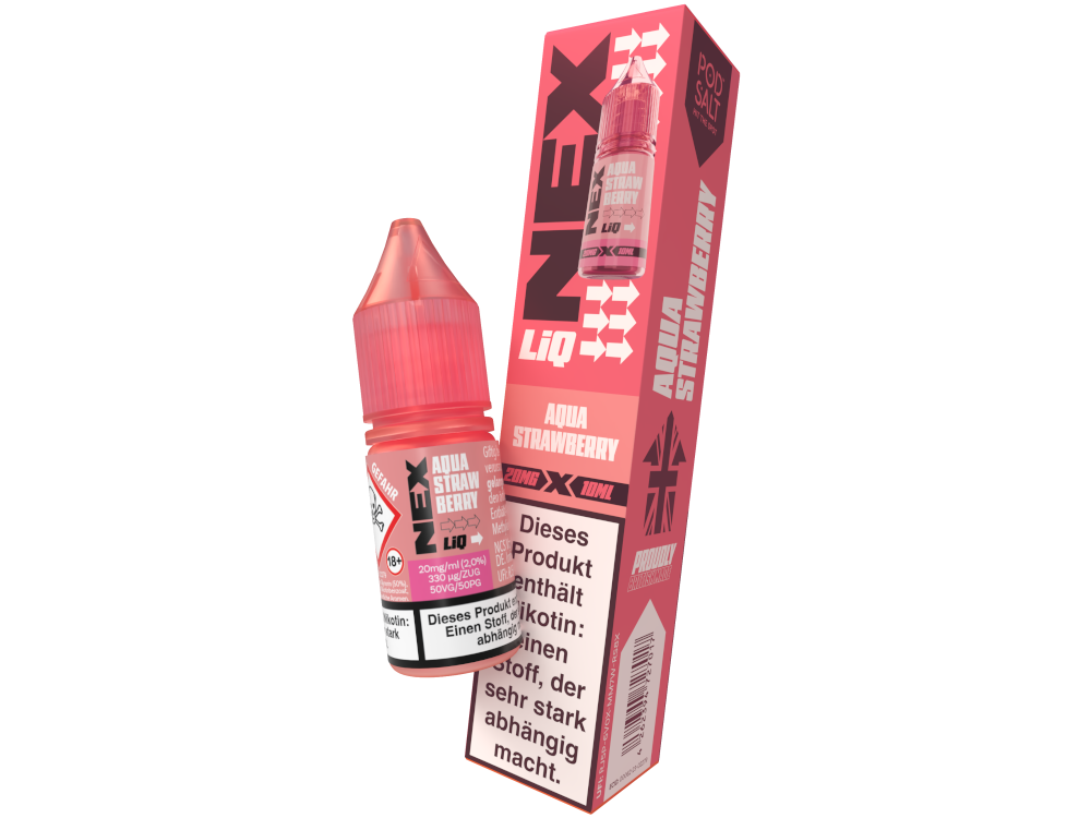 Pod Salt - NexLiq - Aqua Strawberry Nikotinsalz Liquid 20 mg/ml 10er Packung