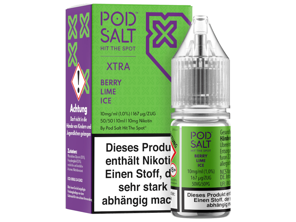 Pod Salt X - Berry Lime Ice - Nikotinsalz Liquid 10 mg/ml 5er Packung