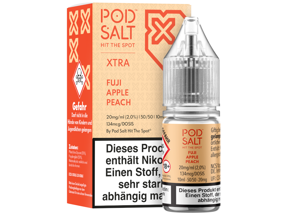 Pod Salt X - Fuji Apple Peach - Nikotinsalz Liquid 20 mg/ml 5er Packung