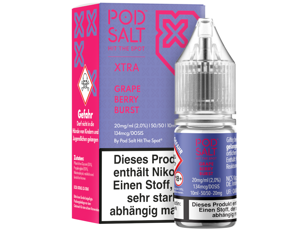 Pod Salt X - Grape Berry Burst - Nikotinsalz Liquid 20 mg/ml 5er Packung