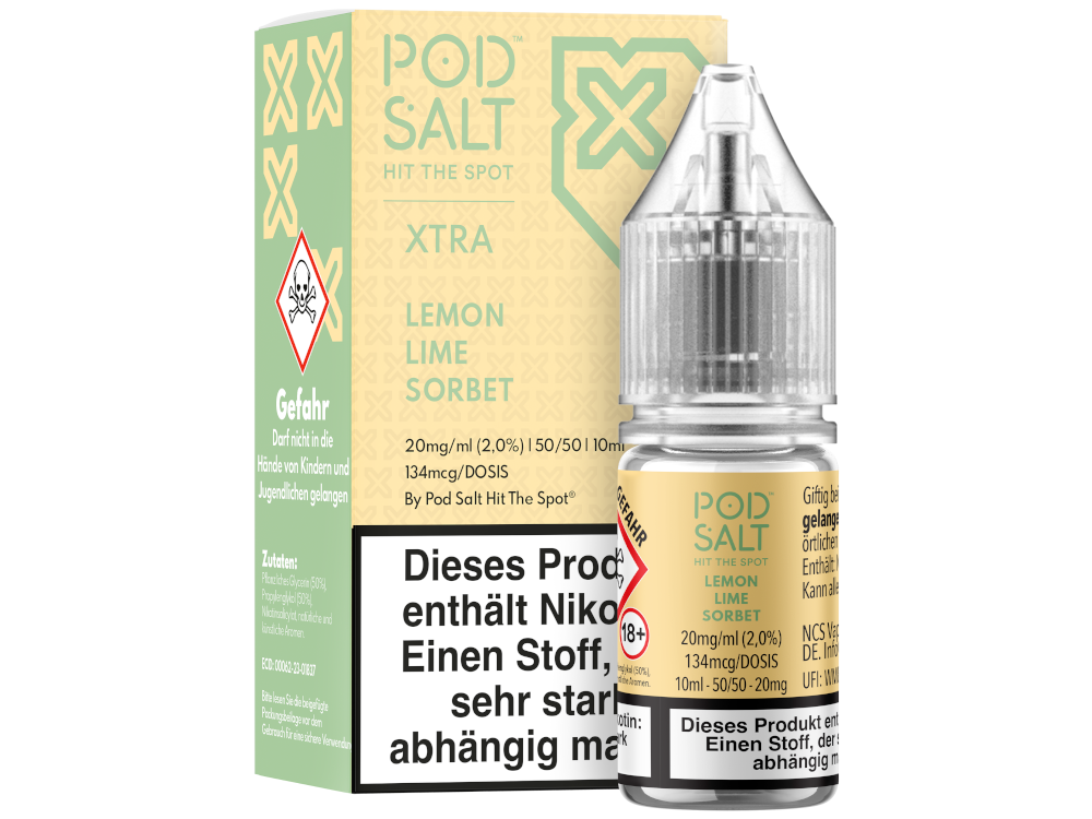 Pod Salt X - Lemon Lime Sorbet - Nikotinsalz Liquid 20 mg/ml 5er Packung