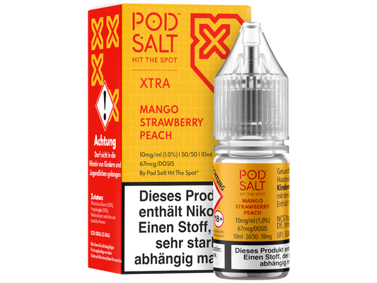 Pod Salt X - Mango Strawberry Peach - Nikotinsalz Liquid 10 mg/ml 5er Packung