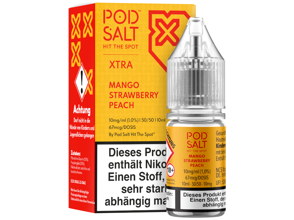 Pod Salt X - Mango Strawberry Peach - Nikotinsalz Liquid 10 mg/ml 100er Packung