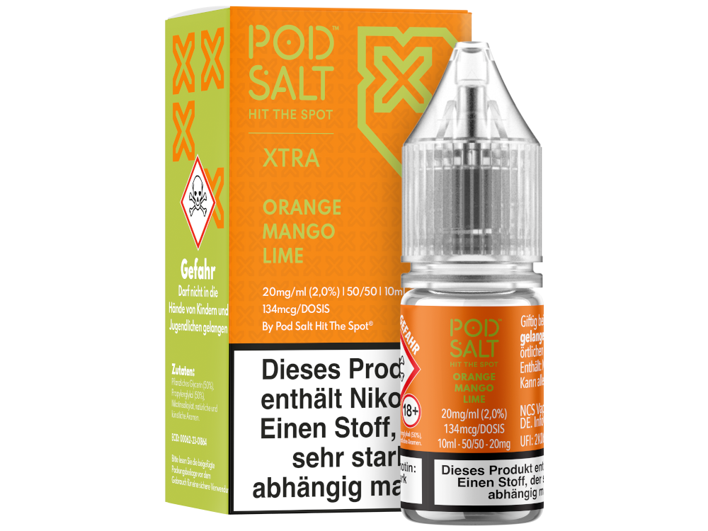 Pod Salt X - Orange Mango Lime - Nikotinsalz Liquid 20 mg/ml 5er Packung