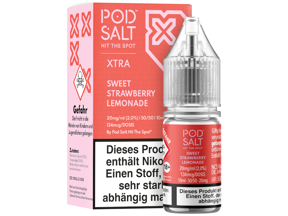Pod Salt X - Sweet Strawberry Lemonade - Nikotinsalz Liquid 20 mg/ml 100er Packung