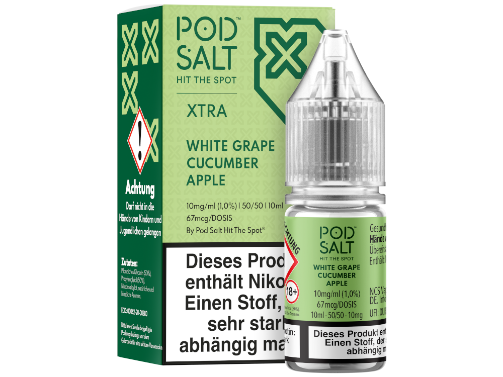 Pod Salt X - White Grape Cucumber Apple - Nikotinsalz Liquid 10 mg/ml