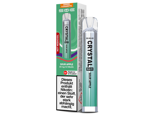 SKE - Crystal Bar Einweg E-Zigarette - Sour Apple 20 mg/ml 10er Packung