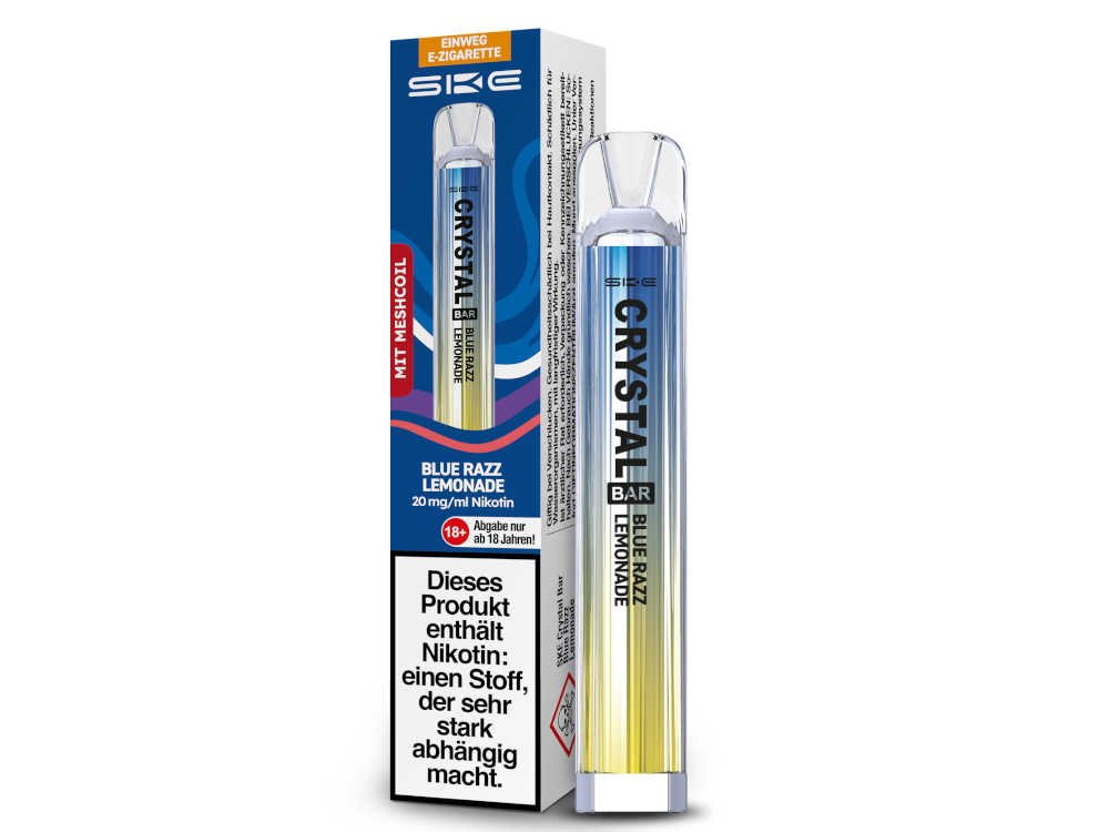 SKE - Crystal Bar Einweg E-Zigarette - Blue Razz Lemonade 20 mg/ml 10er Packung