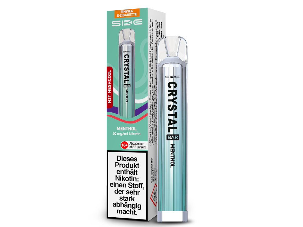 SKE - Crystal Bar Einweg E-Zigarette - Menthol 20 mg/ml 10er Packung
