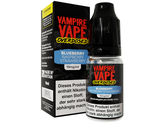 Vampire Vape - Overdosed - Blueberry Raspberry Strawberry - Nikotinsalz Liquid 10 mg/ml 10er Packung
