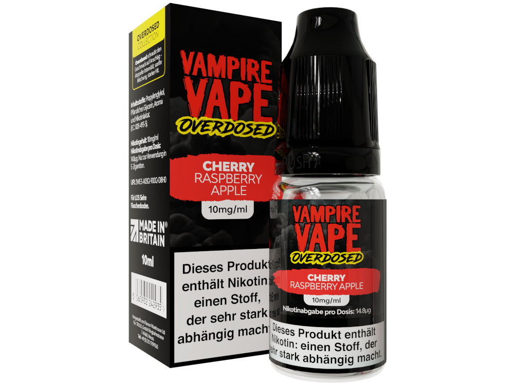 Vampire Vape - Overdosed - Cherry Raspberry Apple - Nikotinsalz Liquid 10 mg/ml