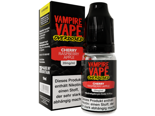 Vampire Vape - Overdosed - Cherry Raspberry Apple - Nikotinsalz Liquid 20 mg/ml 10er Packung