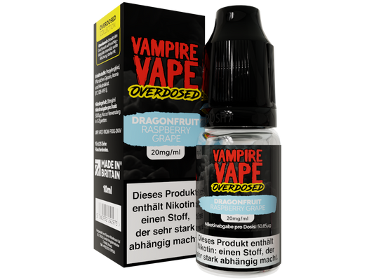 Vampire Vape - Overdosed - Dragonfruit Raspberry Grape - Nikotinsalz Liquid 20 mg/ml 10er Packung
